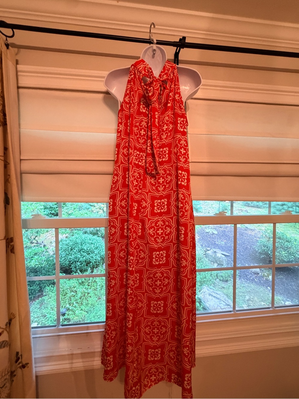Ann Taylor Orange and White Sleeveless Patterned Maxi Dress - Picture 4 of 4